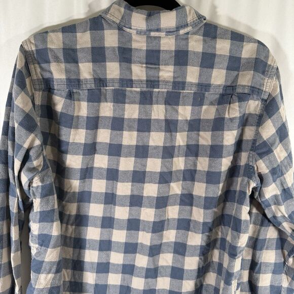 Alesbury Flannel Shirt Mens Medium Blue White Plaid Button Up Long Sleeve Cotton - Picture 10 of 11